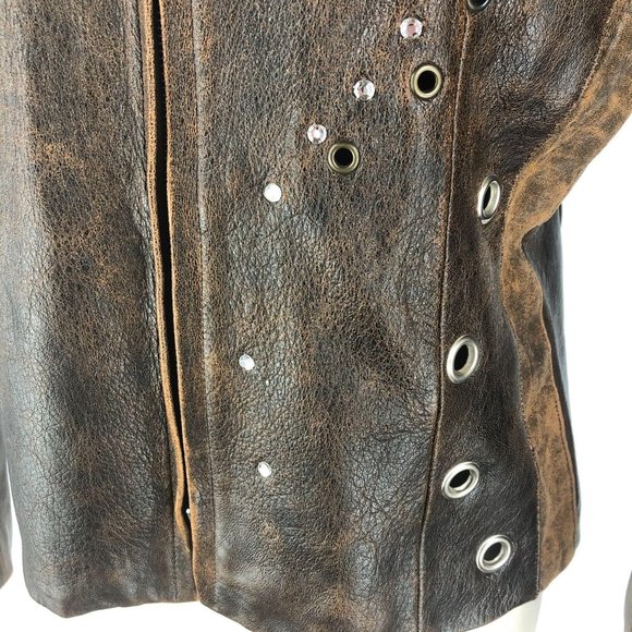 *SOLD* West End Brown Leather Full Zip Jacket Sz M - Picture 6 of 12